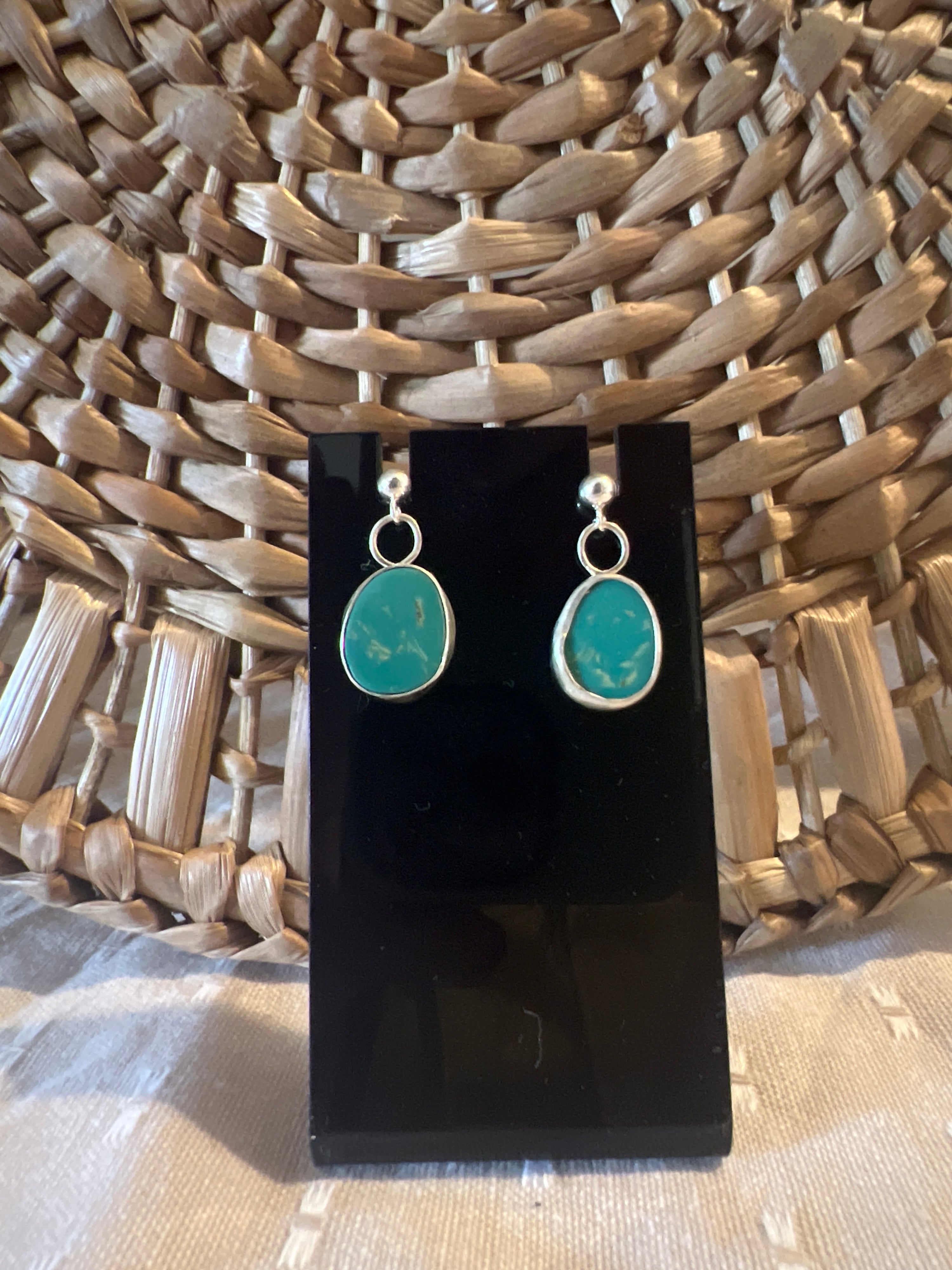 Round Turquoise Stud Earrings