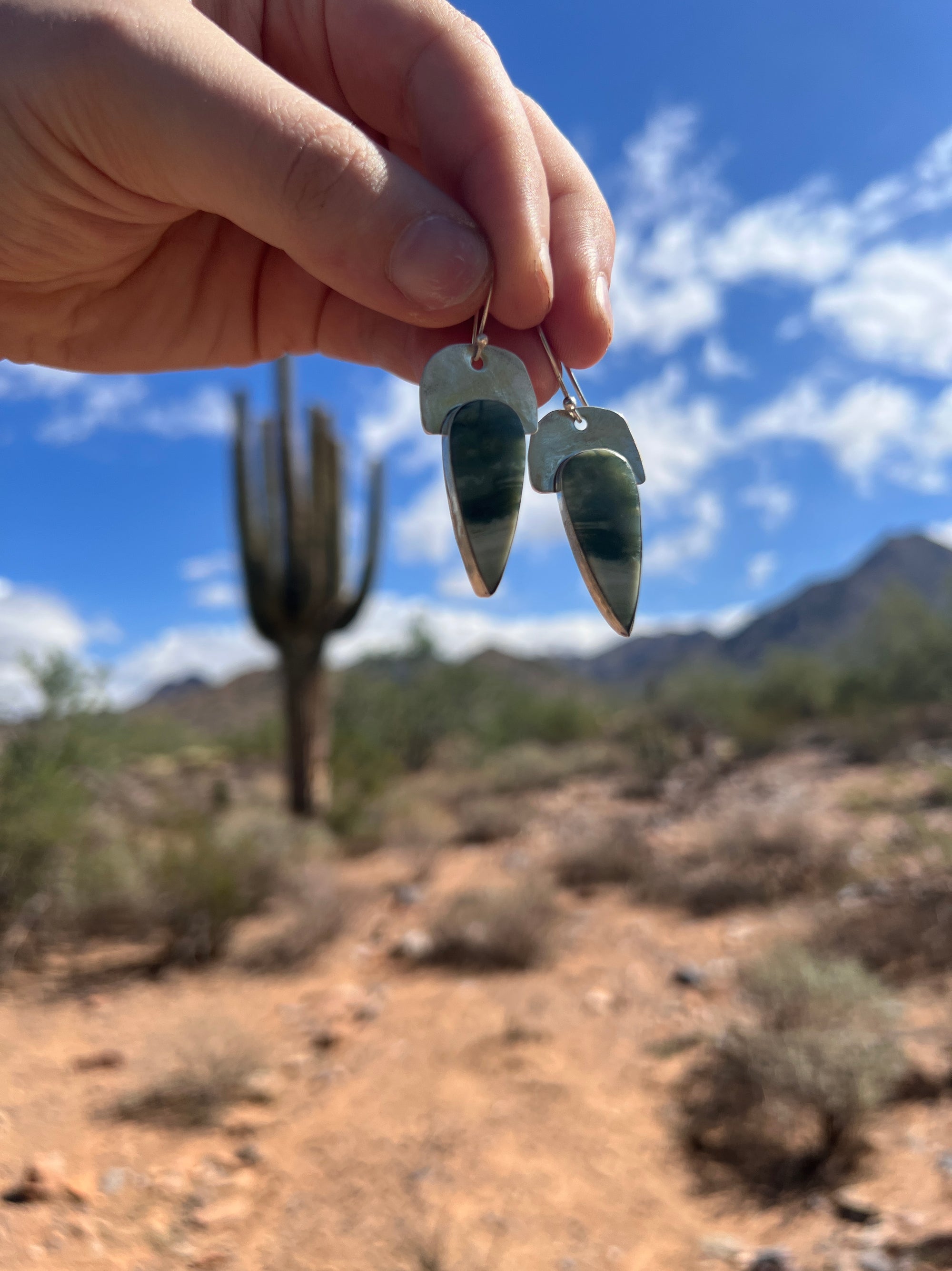 Sage + Silver Earrings